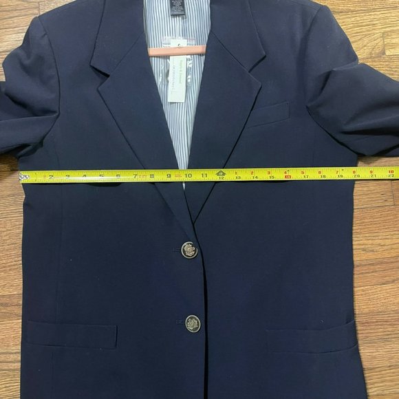 SUPPLY & DEMAND Navy Single Breasted School Boy Long Line Blazer Women L - Picture 9 of 13